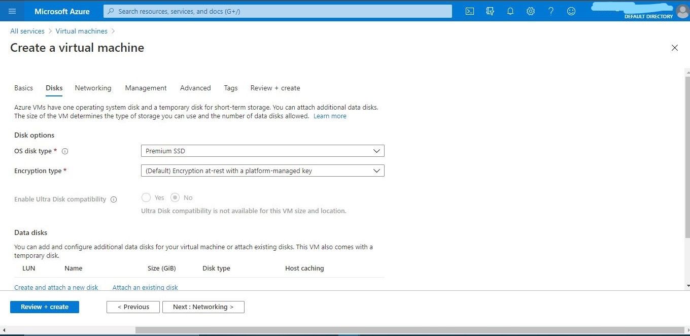 Select the Azure VM Disk 1