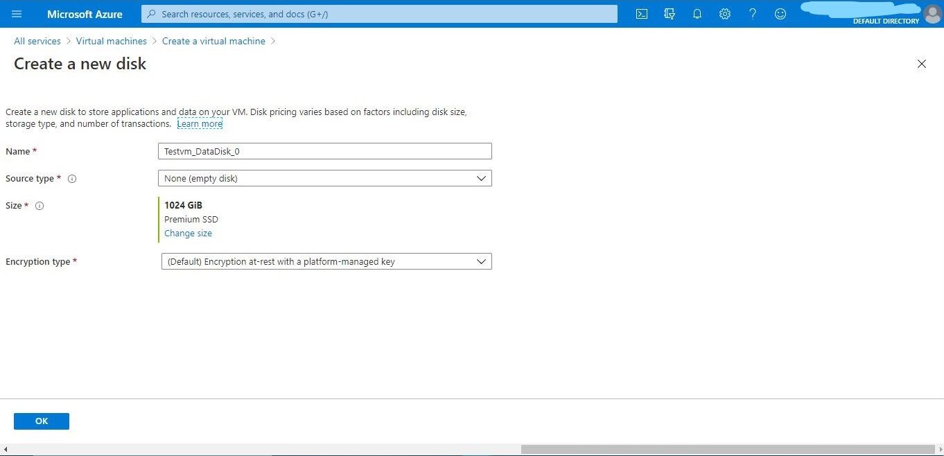 Select the Azure VM Disk 2